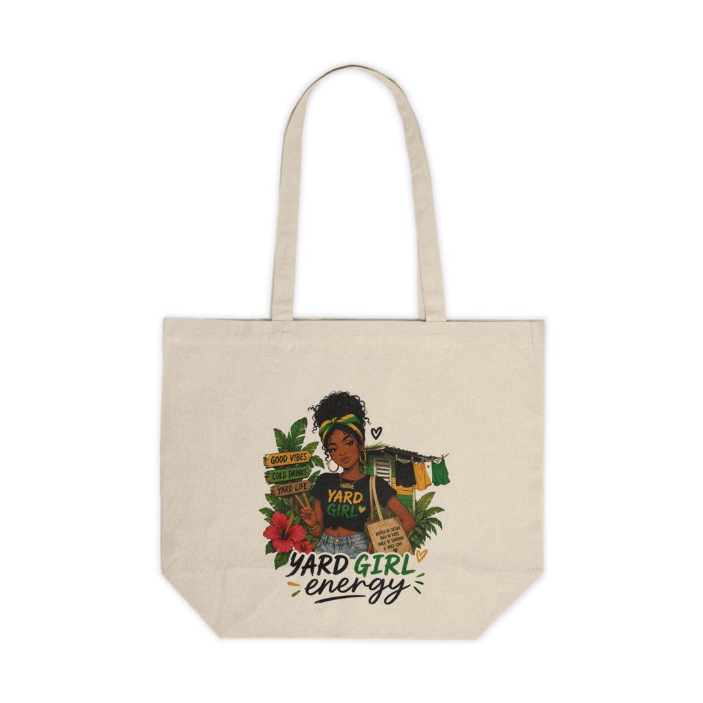 Yard Girl Energy Canvas Tote — Floral Jamaican Vibes Market Bag