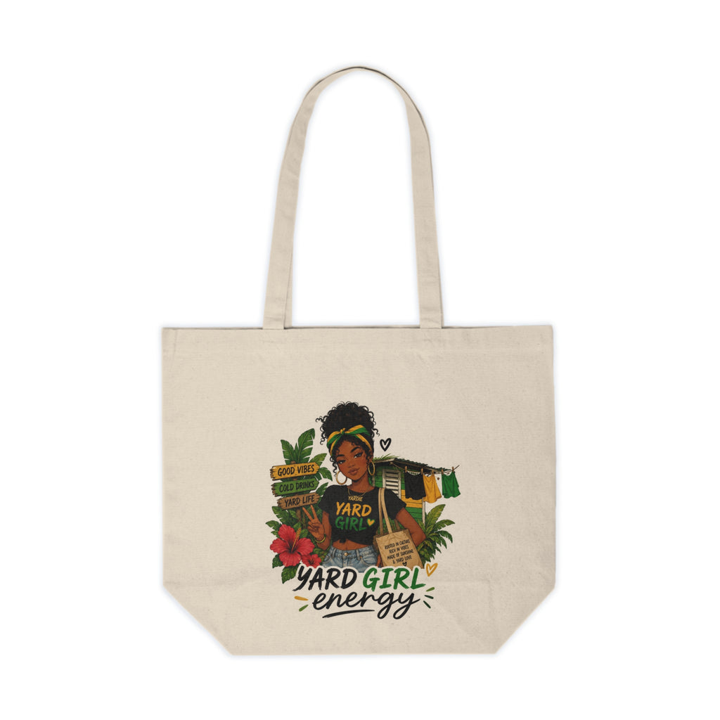Yard Girl Energy Canvas Tote — Floral Jamaican Vibes Market Bag
